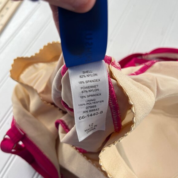 Swimsuits For All Womens Ruched One-Piece Swimsuit Size 12 Fuchsia Nylon & Spand - Picture 4 of 5